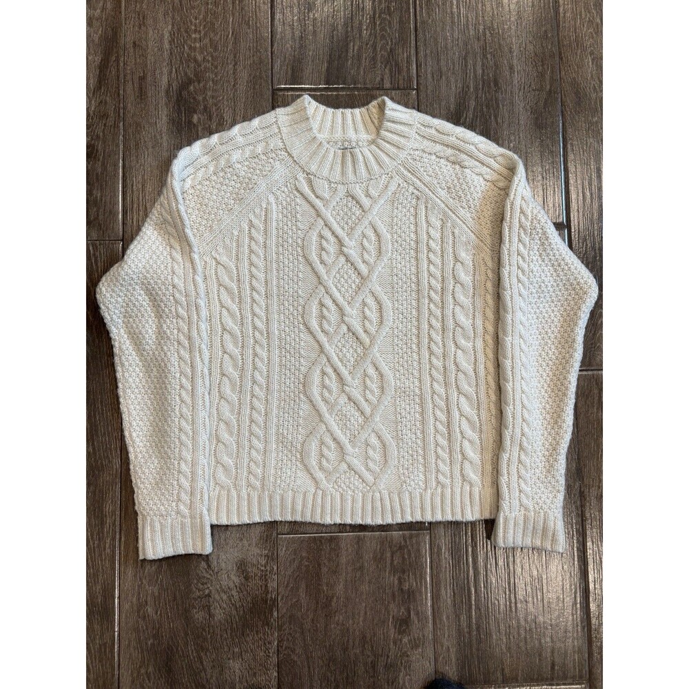 Abercrombie & Fitch Sweater Women Small Cream Cable Knit Crop Gilmore Girl Y2K‎